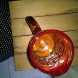 Pitcher - blown glass - two-tone red - orange - relief décor - 1.5l