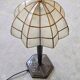 Lampe de table Art Déco tardive en bronze avec abat-jour coquille Capiz années 1950