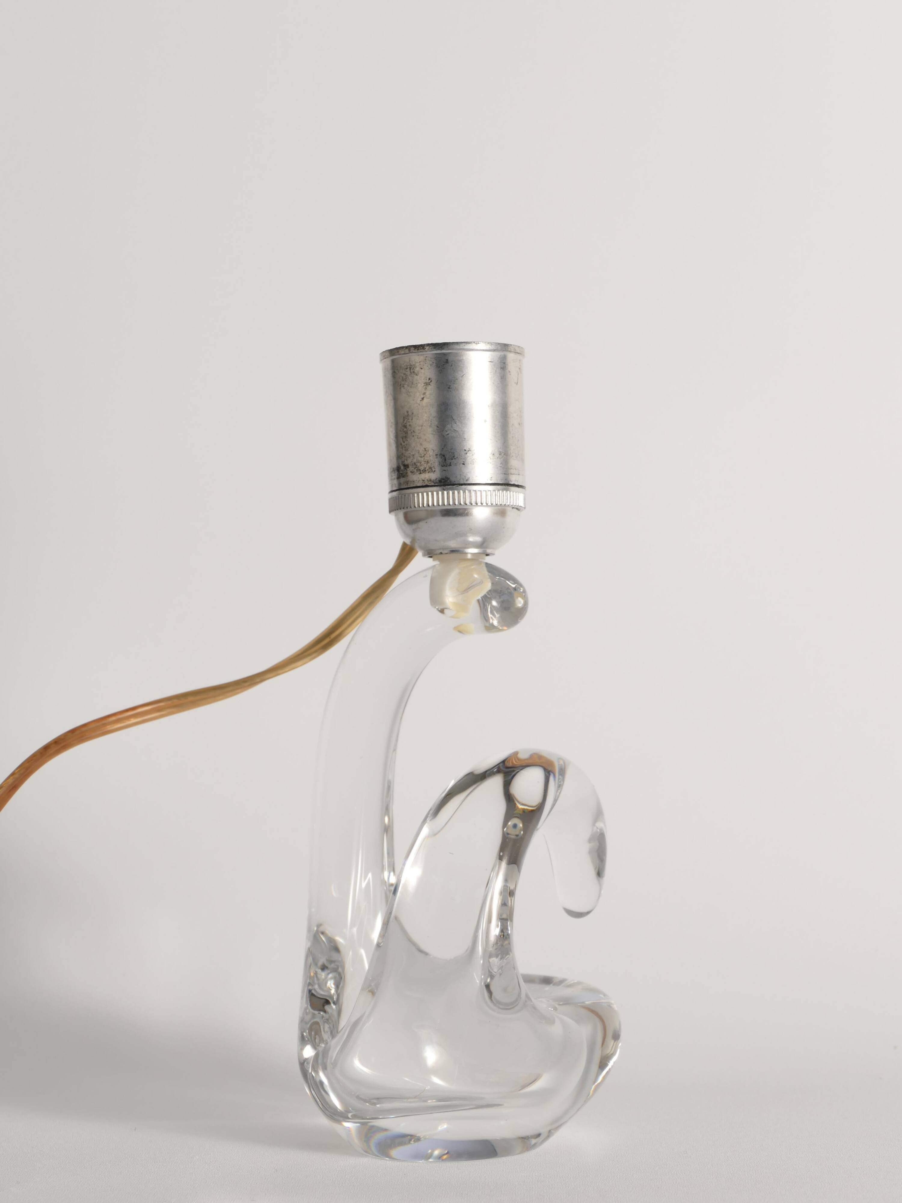 Sculptural Clear Crystal Glass Table Lamp by Schneider, France, 1950s