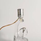 Sculptural Clear Crystal Glass Table Lamp by Schneider, France, 1950s