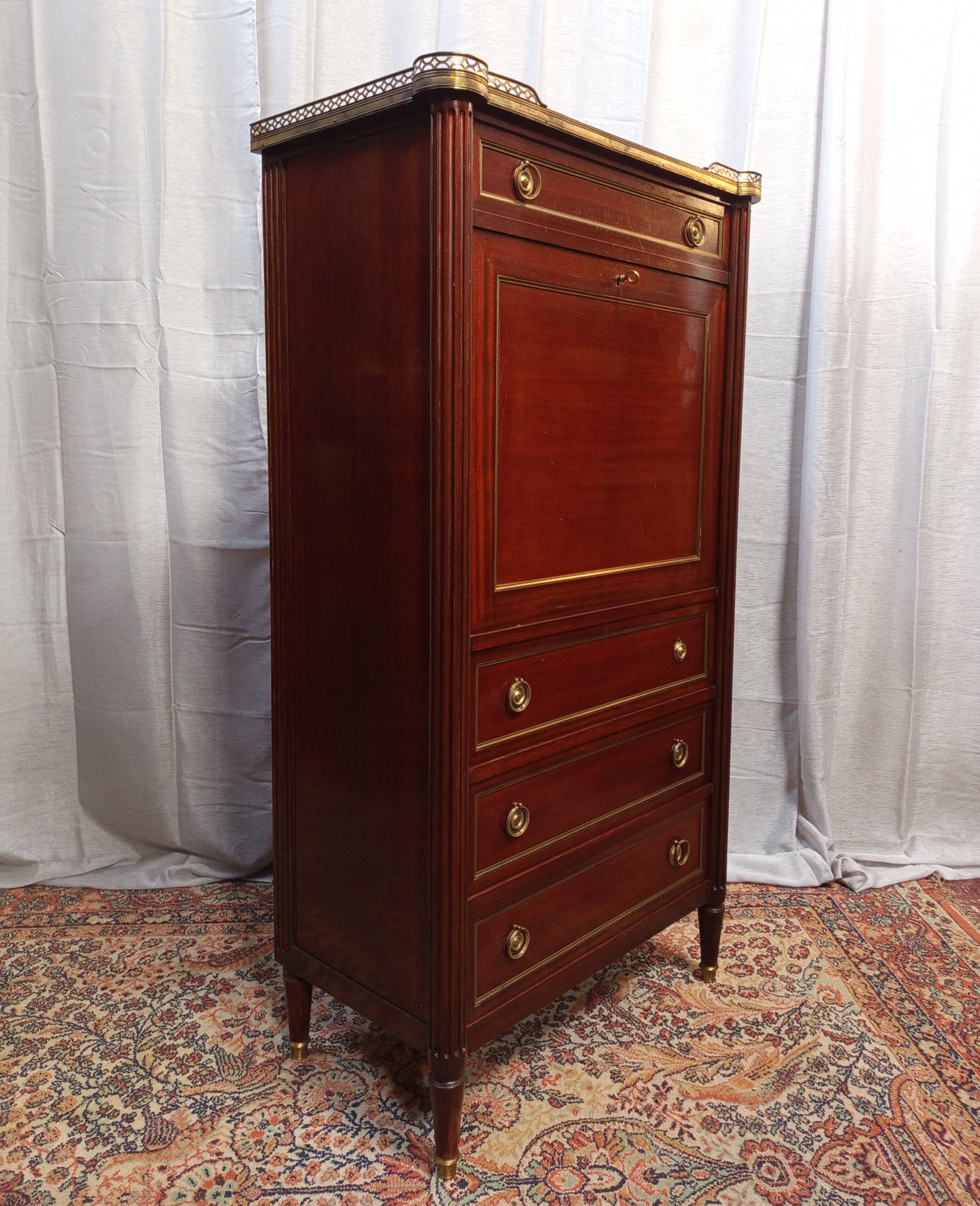 Maurice HIRSH for Maison Jansen Louis XVI style mahogany secretary