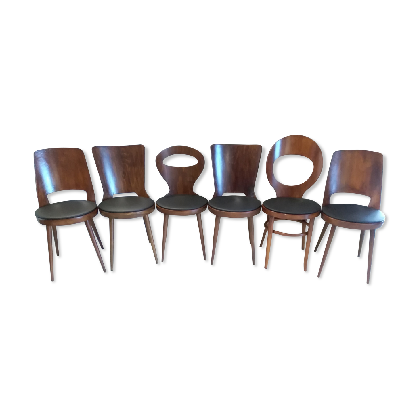 Lot 6 chairs Bistro Baumann mismatched Dove, Mondor