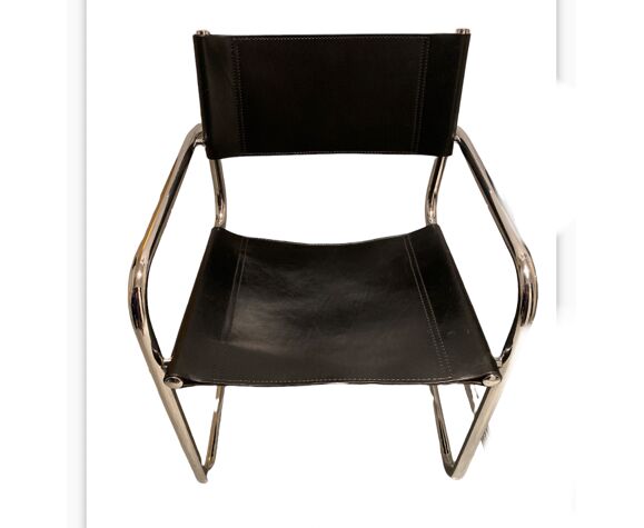 Metal and leather chair/armchair, italy, 1990s