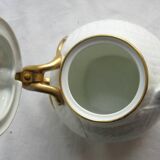 Service à café 3 éléments décor feuille, porcelaine fine décorée Or Napoléon III