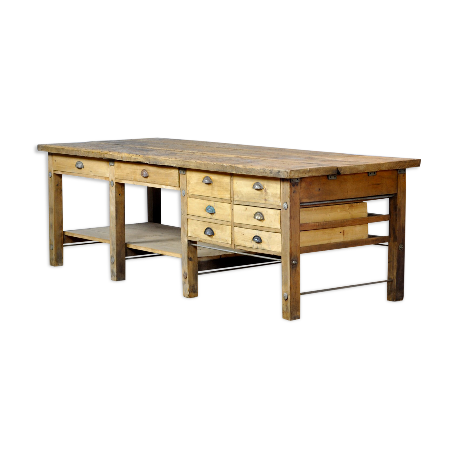 Industrial Wooden Worktable, 1980's