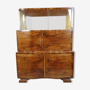 Renovated walnut art deco highboard