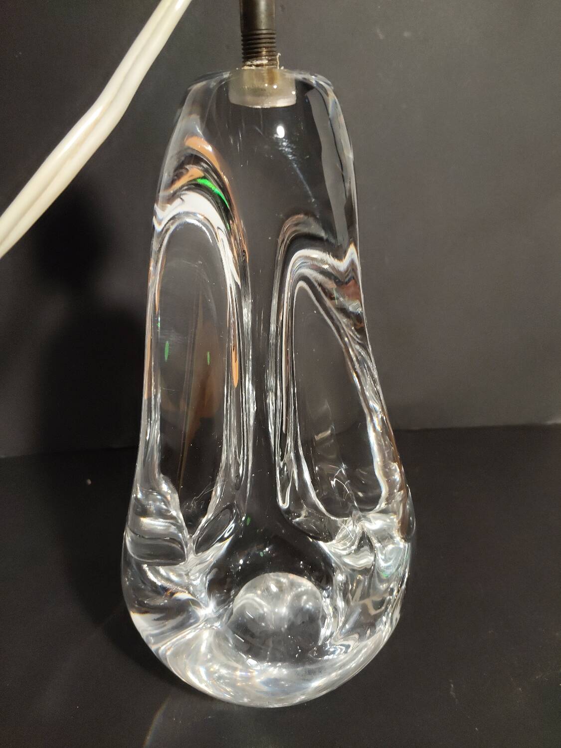 Modernist crystal lamp sculpture signed Schneider Paris France