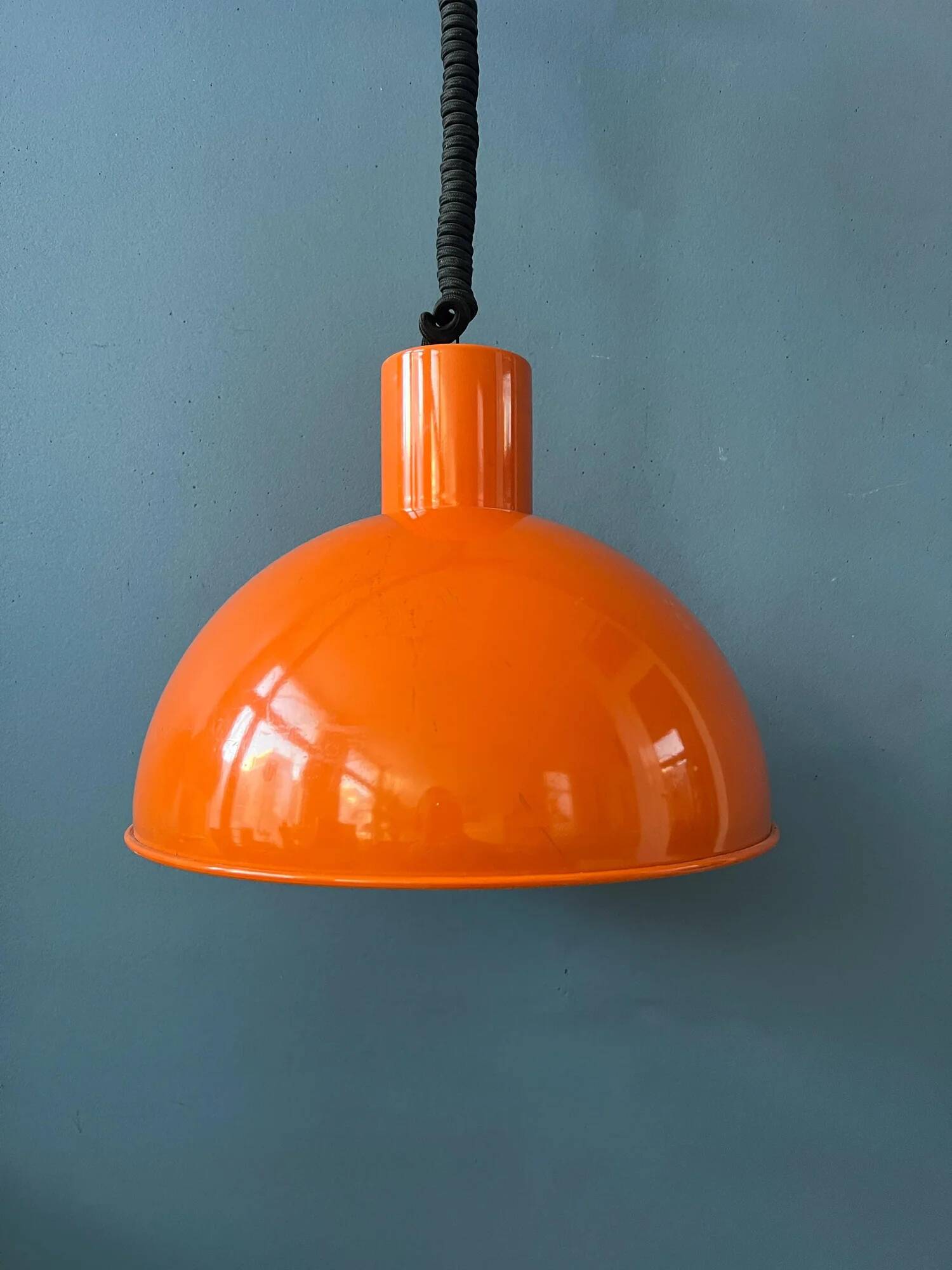 Orange Fog & Morup enamel pendant lamp by Joe Hammerborg