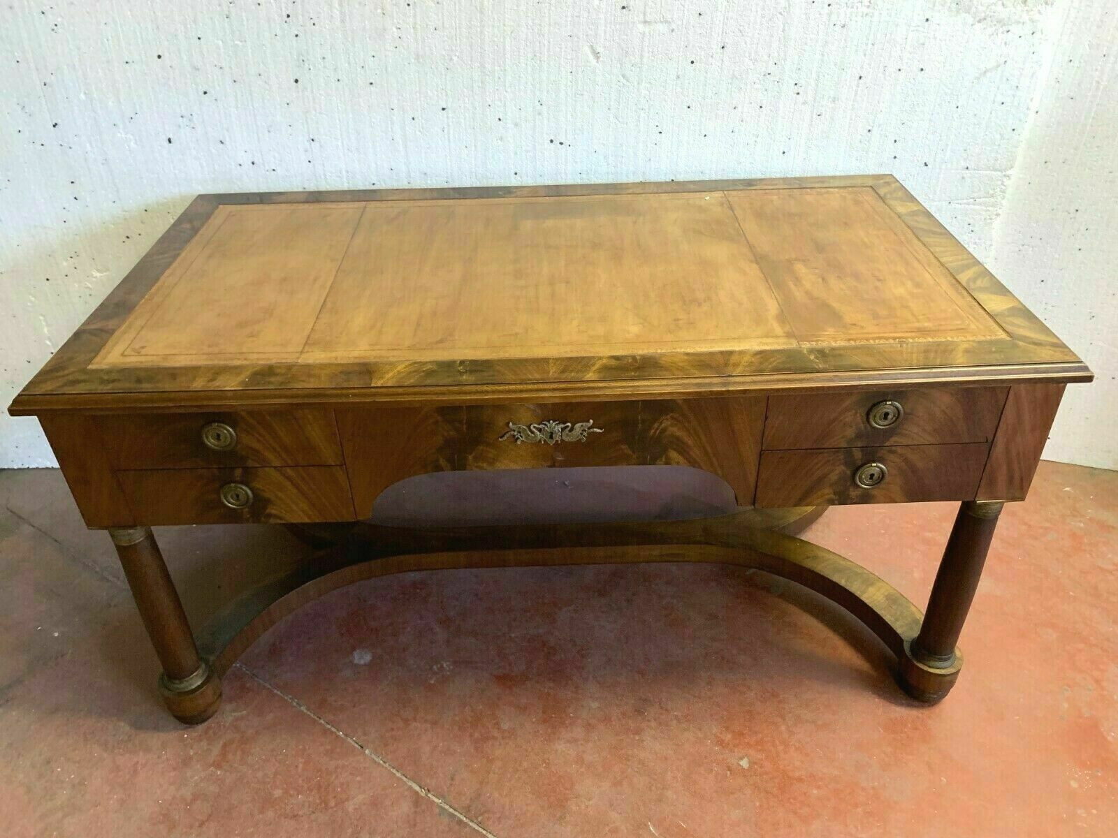 Empire-style flat desk in mahogany Top leather 20th century