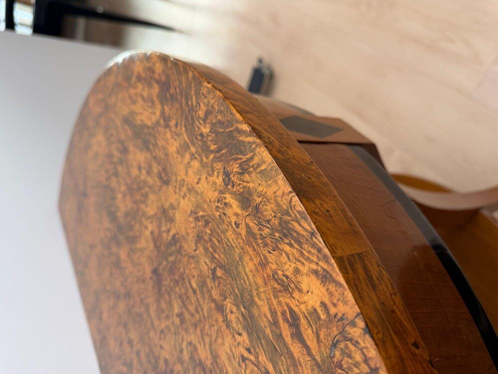 Biedermeier demi-lune console in cherry wood & birch wood, Franconia, 1830