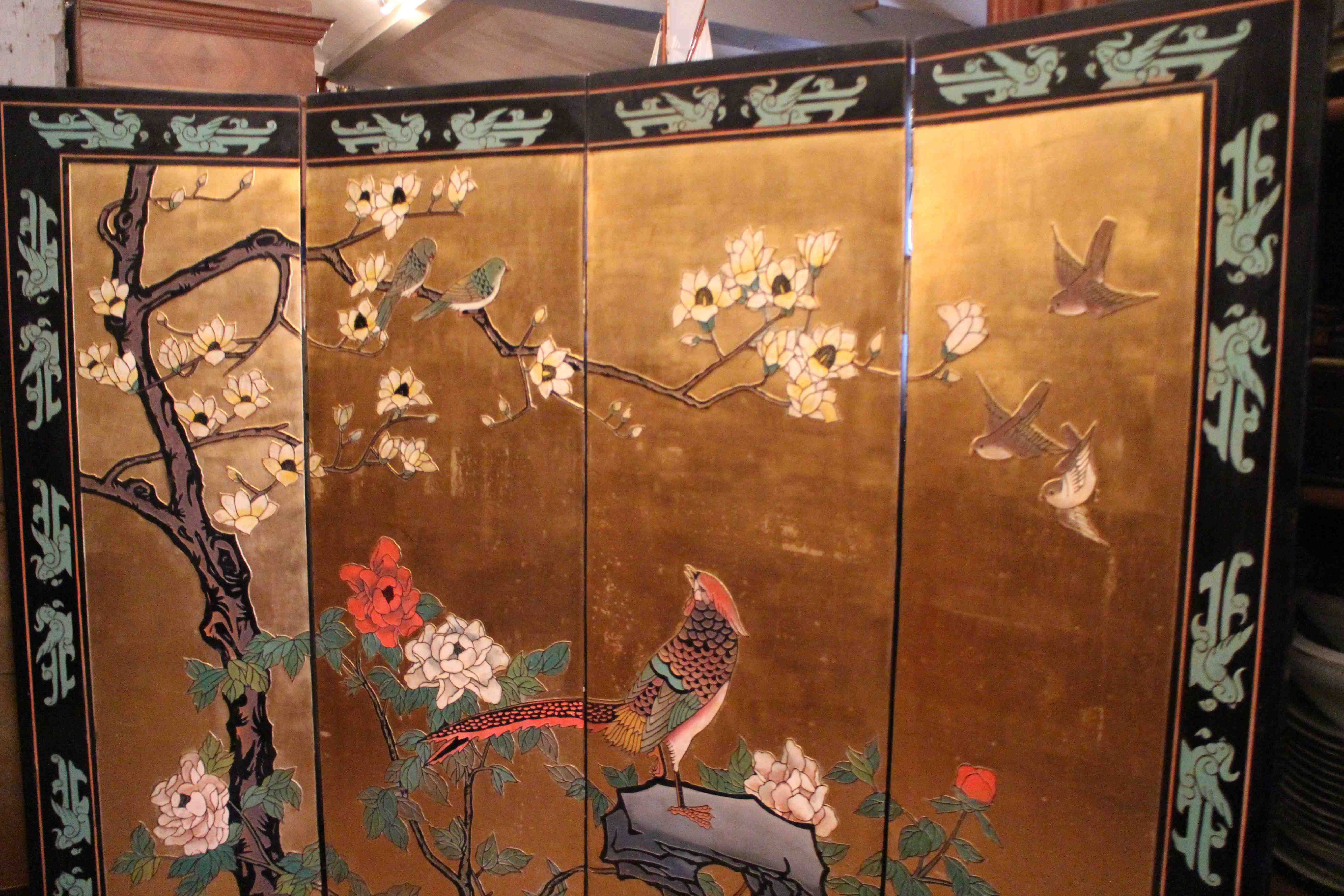 4-leaf screen lace-up decoration Far East Japan type Coromandel