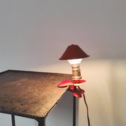 Vintage mushroom spot lamp with red metal clip