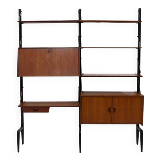 Free Standing Teak Wall Unit by Louis van Teeffelen for WeBe 1950s