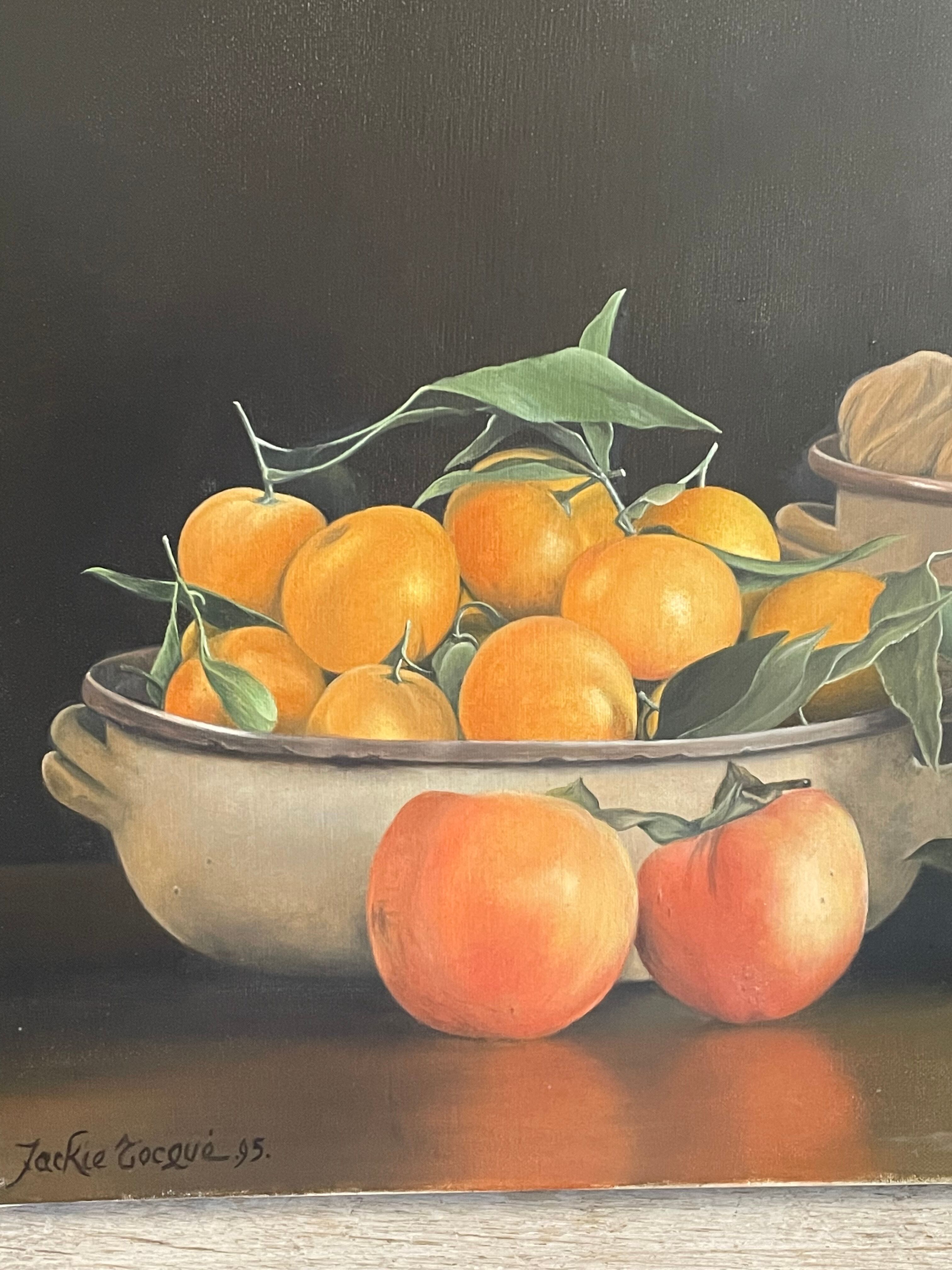 Oil on canvas, still life with fruit