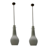Bronze Opaline Glass Light Pendants Set of 2 1950’s