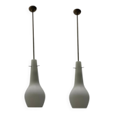 Bronze Opaline Glass Light Pendants Set of 2 1950’s