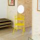Vintage metal side table with mirror, 1960s - multifunctional yellow shelf from Italy.