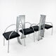 4 chaises postmodernes en acier et cuir, années 1990