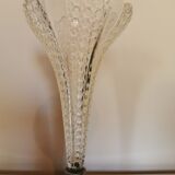 Art Deco vase chalice shape in silver metal and cut glass