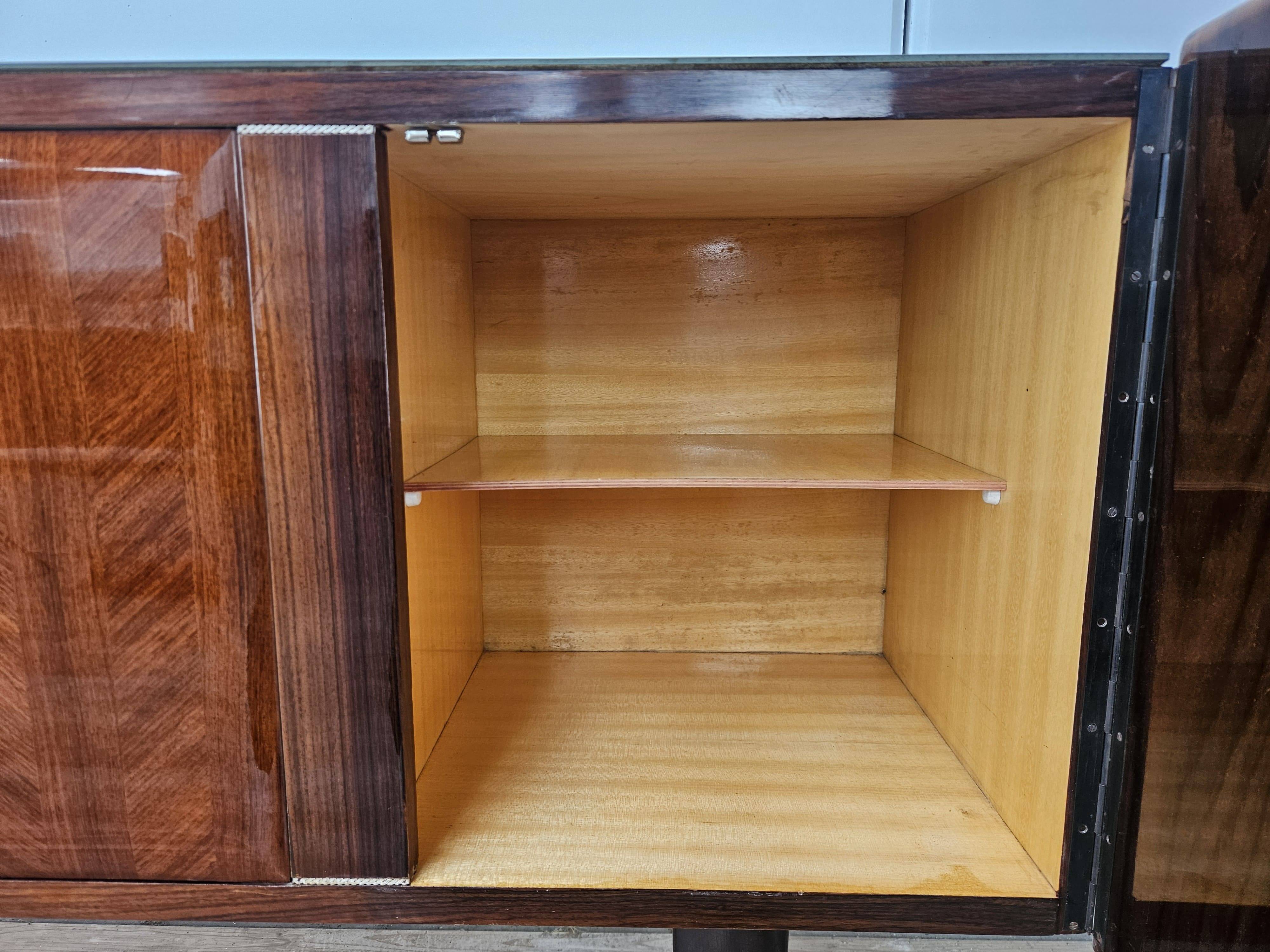 Enfilade en acajou avec plateau en verre