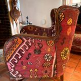 Pair of Roche Bobois armchairs — limited edition in oriental kilim