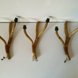 Rattan wall light trio