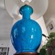 Turquoise ceramic vase lamp, incised Chinese decoration, late 19th century.