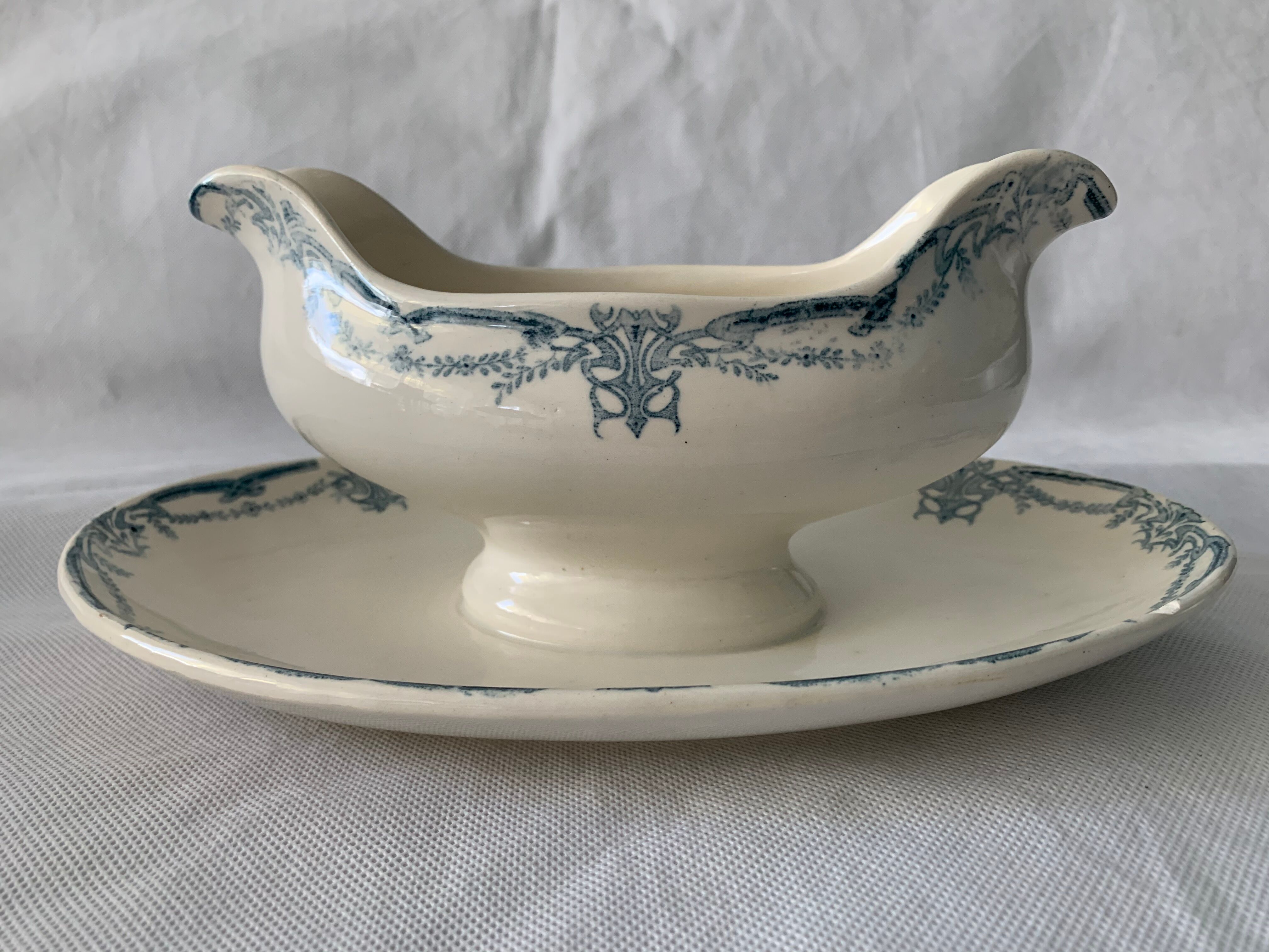 Service 20 plates and 3 dishes blue earthenware Vaucluse U-C Sarreguemines Digoin