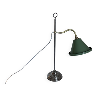 Vintage lamp 1920 Monix nickel-plated metal sage green sheet - 50 cm