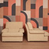 Danish Set of Armchairs Soft Cuschion Comfortable Wool Upholstery