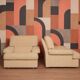 Danish Set of Armchairs Soft Cuschion Comfortable Wool Upholstery