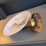 Gold and cream white saucer wall sconce