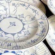 6 deep plates Boch La Louvière in blue glazed earthenware, "Copenhagen" service - 1920s-30s