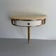 Floating wall console with drawer, brass body and marble top, 1960s, Italy
