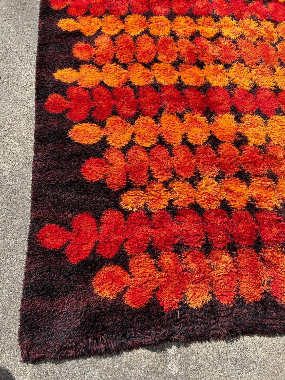 Large Vintage Scandinavian Space Age Wool Rug Circa 1970