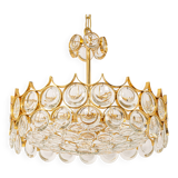 Brass and crystal chandelier designed by Sciolari for Palwa, Germany, 1970s.