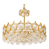Brass and crystal chandelier designed by Sciolari for Palwa, Germany, 1970s.