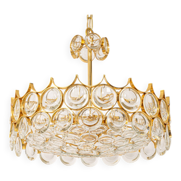 Lustre en laiton et cristal design Sciolari par Palwa, Allemagne, années 1970