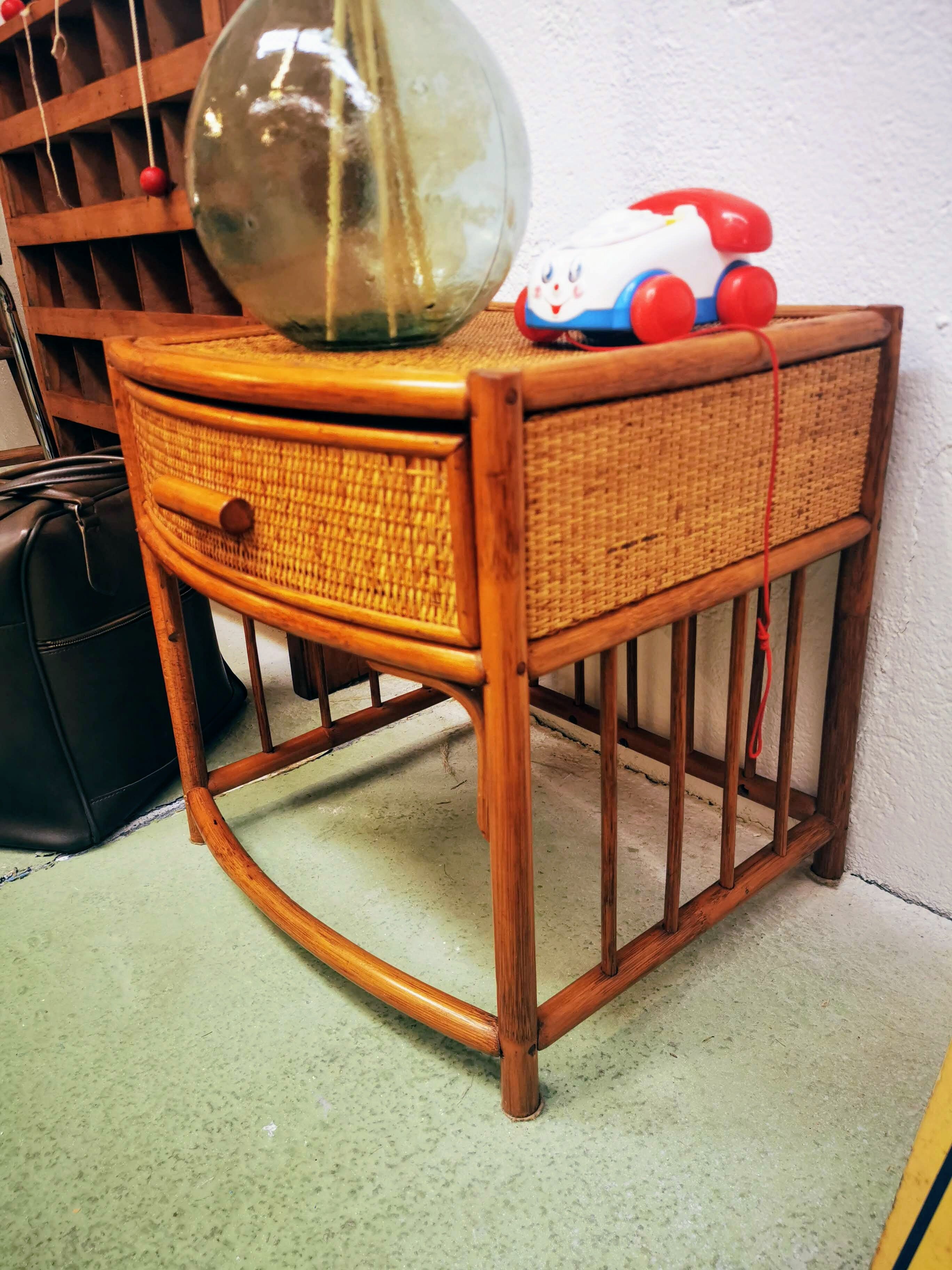 Vintage rattan bedside