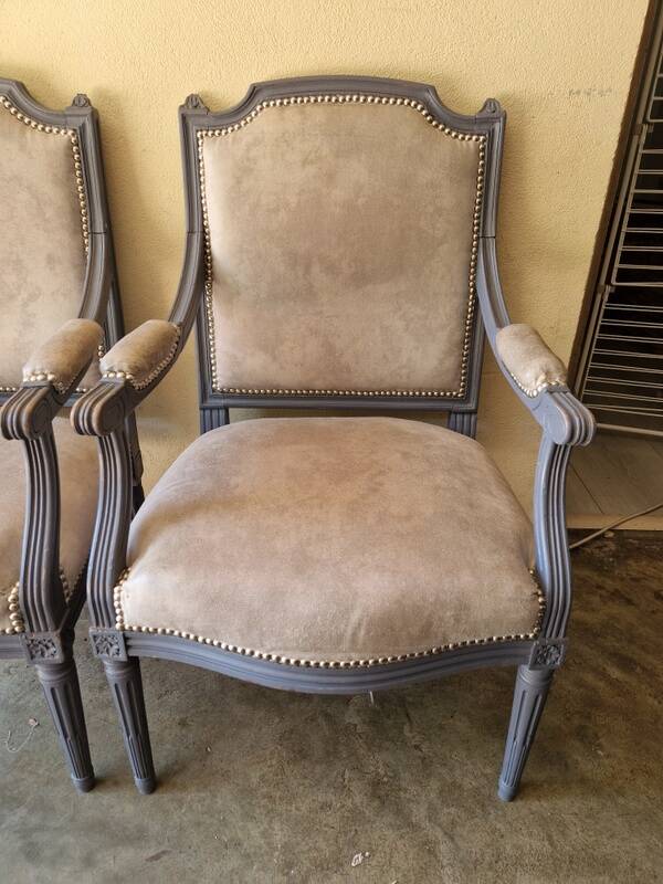 Pair of Louis XVI style armchairs with gendarme hat backs - Wood