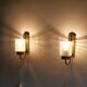 Pair of vintage wall lamp in brass and glass