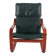 Vintage Scandinavian POÄNG armchair in fir green leather – IKEA, 1980s