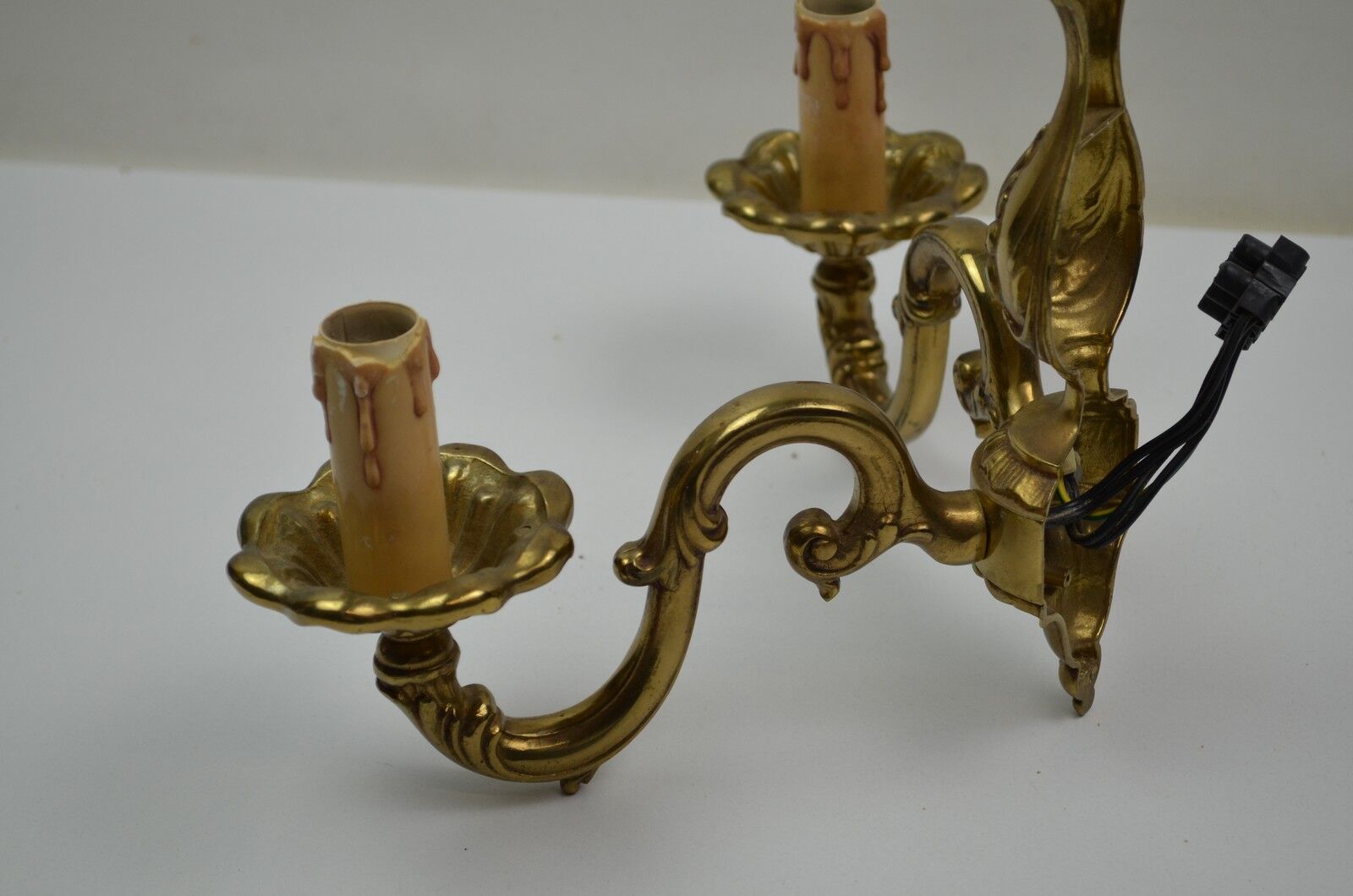 Pair of wall lamps with two lights in Louis XV style bronze