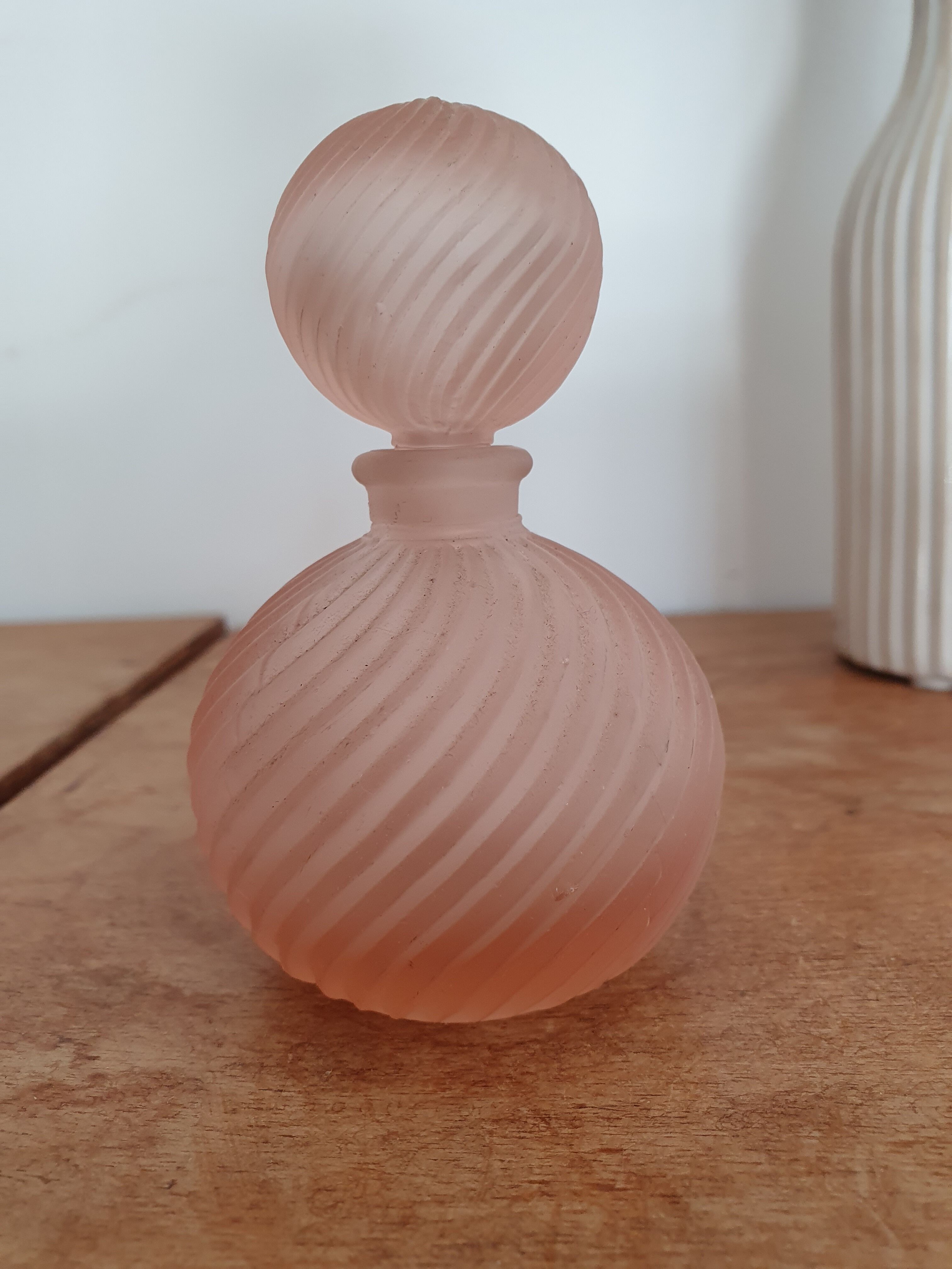 Pink glass bottle