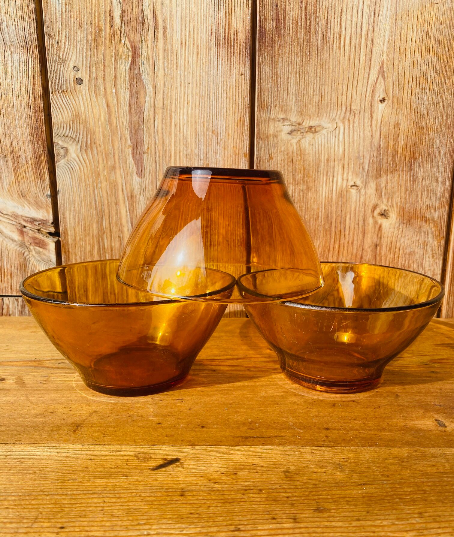 Set of amber brown Vereco bowl