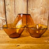 Set of amber brown Vereco bowl