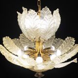 Extraordinary large size gold vintage Murano glass chandelier, 1970