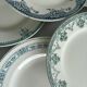 Lot 6 blue and green ironstone plates, antique French earthenware.