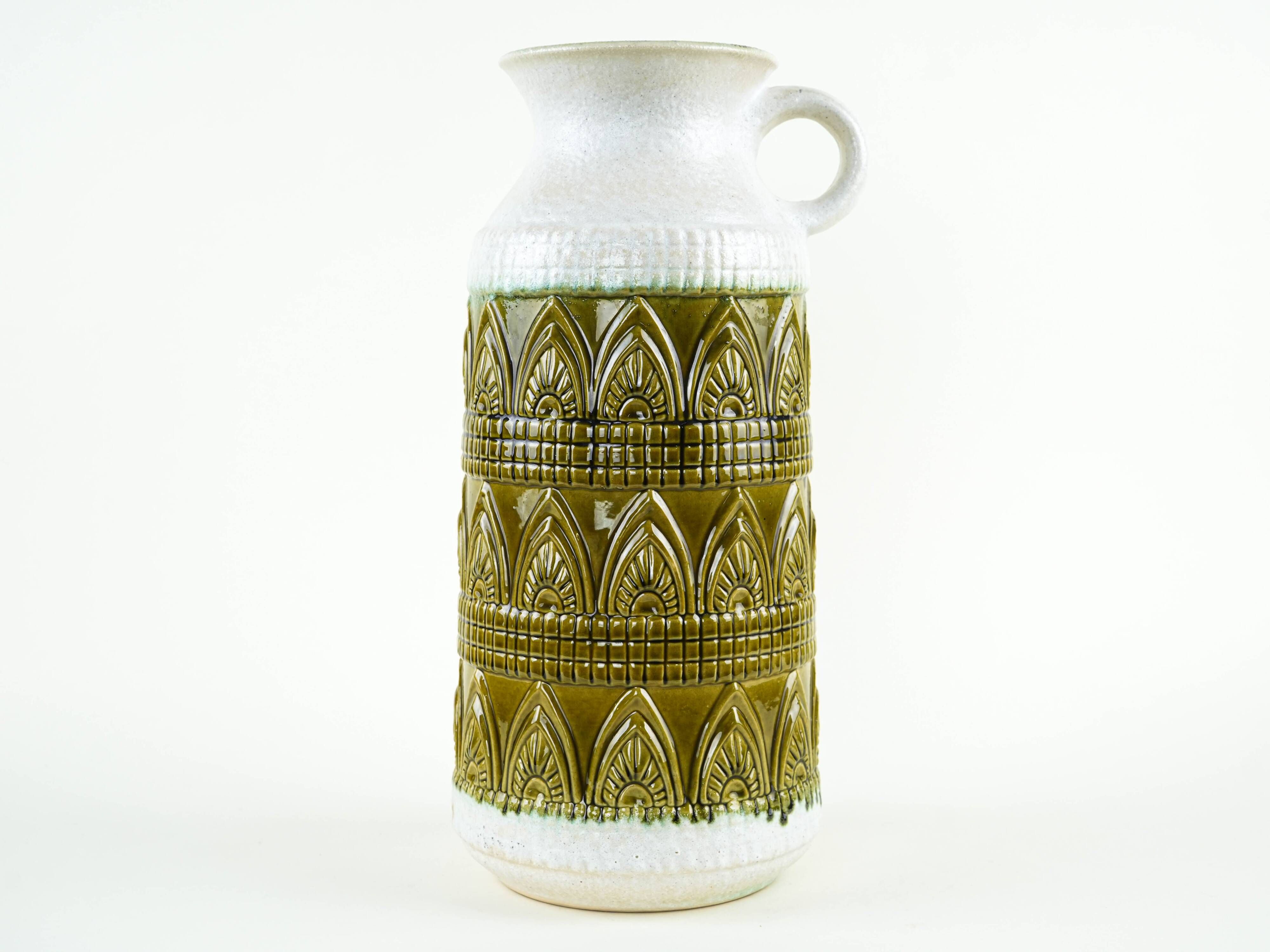Ceramic floor vase with relief pattern, West Germany, 1970s