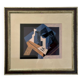 Juan Gris "Bowl of fruit and newspaper, signature of the author Offset lithograph